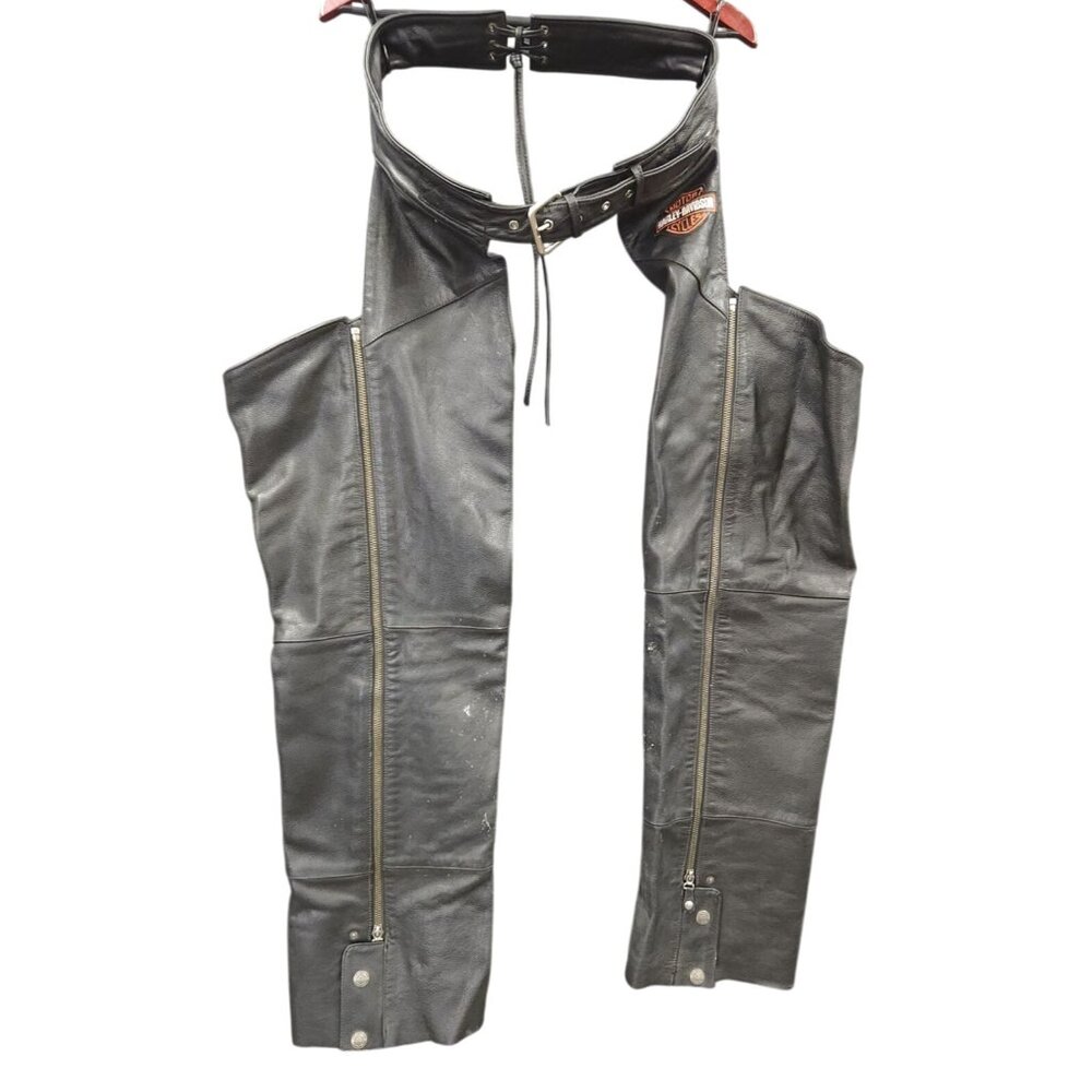 Harley-Davidson Leather Motorcycle Riding Chaps Black Men’s Medium Genuine Leath